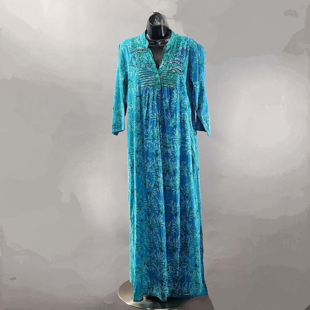 ANTICA SARTORIA For GIACOMO CINQUE Elegant Blue Floral Maxi Dress
